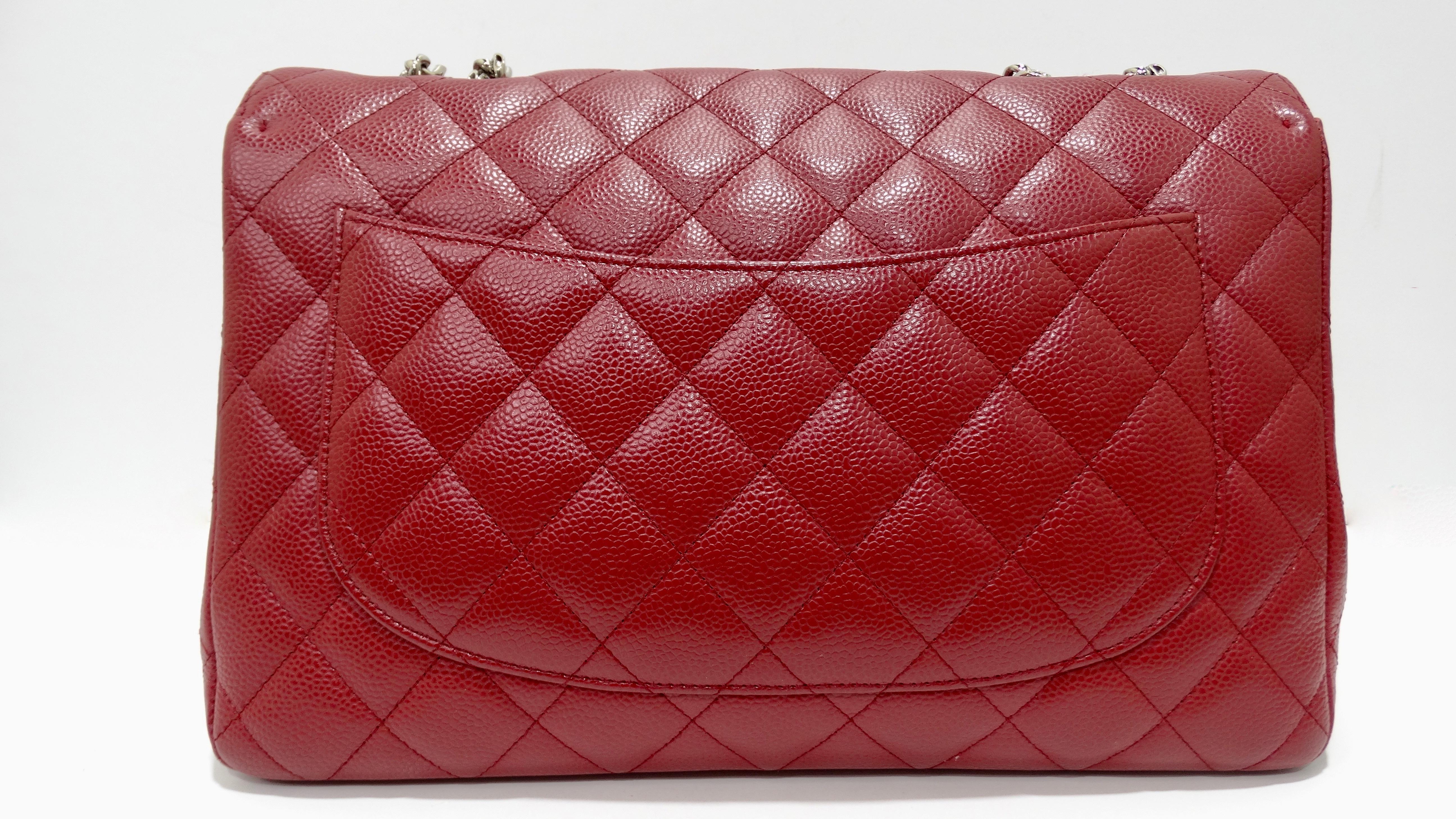 Chanel 2007 Rouge Red Classic Single Flap Jumbo Bag 3