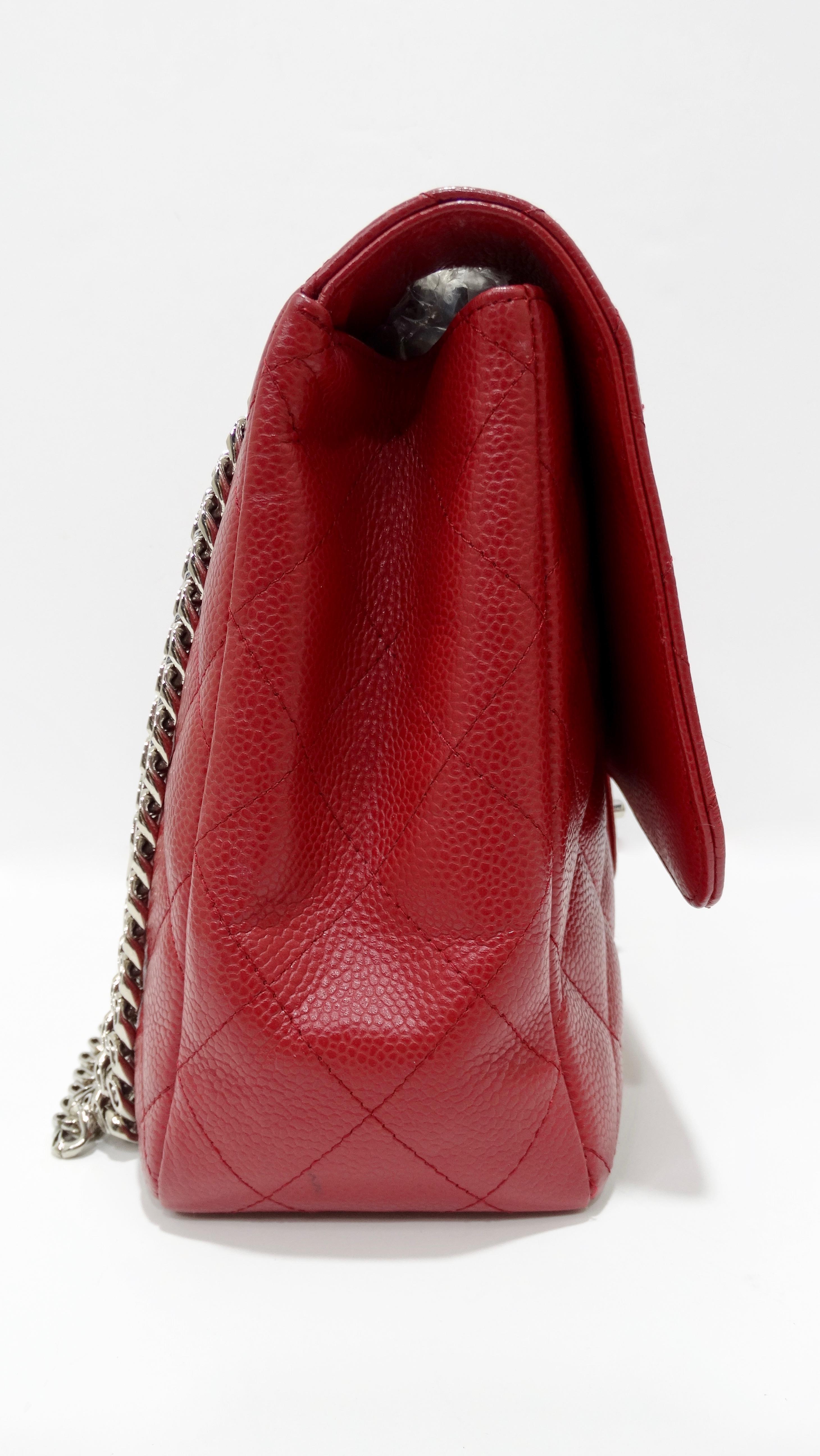 Women's or Men's Chanel 2007 Rouge Red Classic Single Flap Jumbo Bag