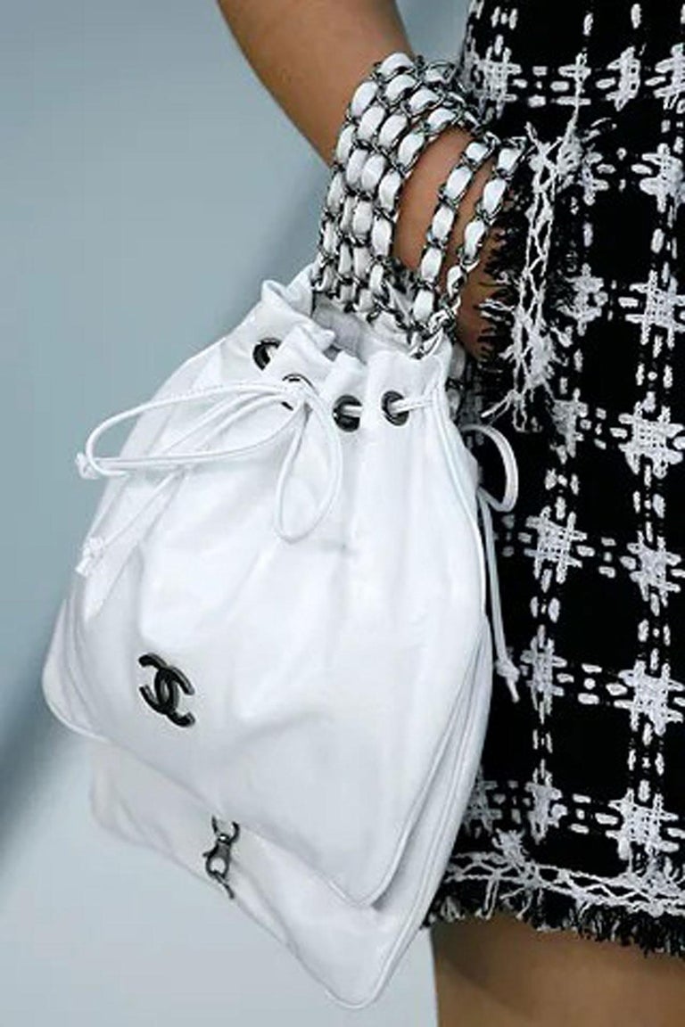 Chanel 2007 Runway Karl Lagerfeld Vintage White Dual Twin Chain 