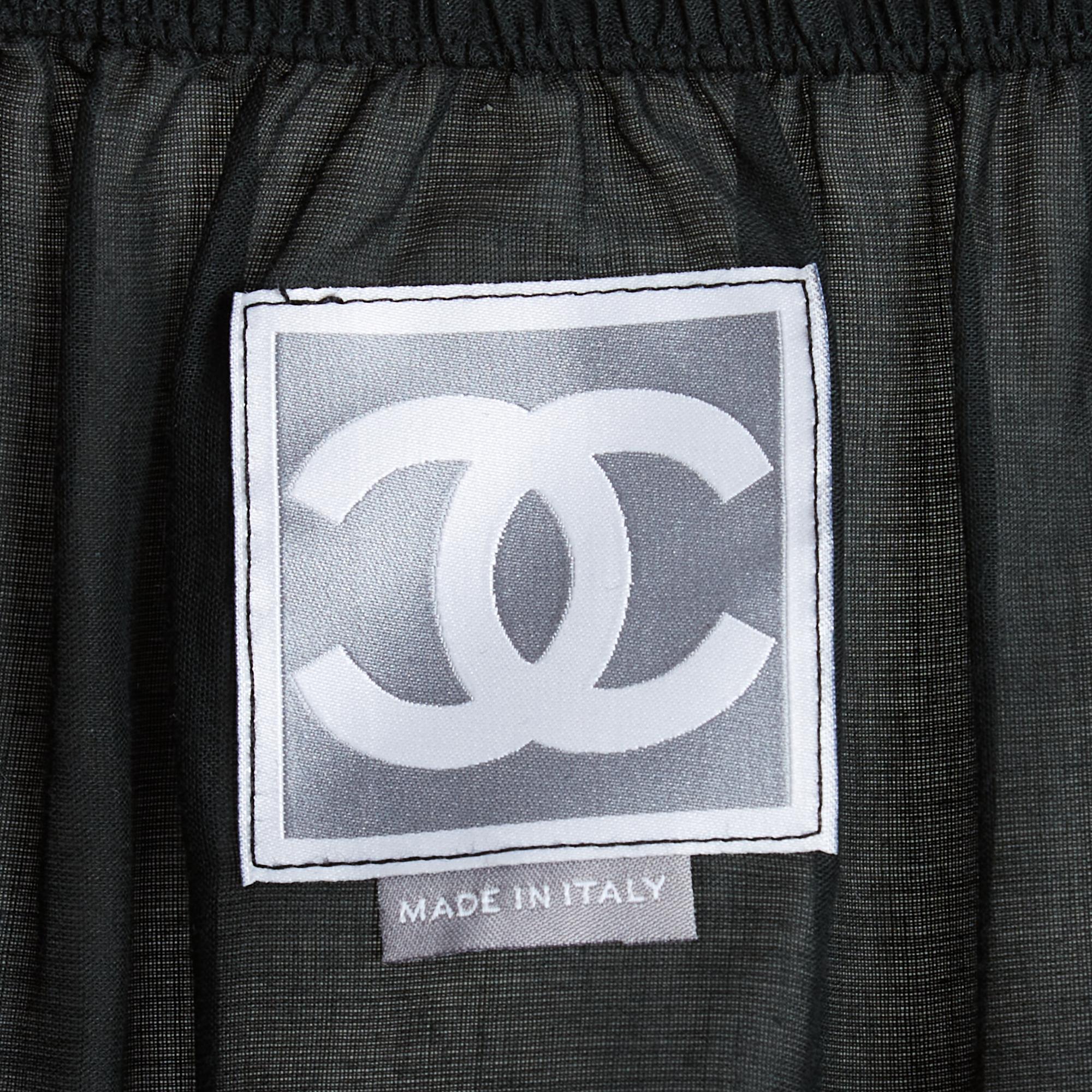 Chanel 2007 Top Camicetta Broderie FR44 Camicetta in cotone nero slavato UK16 US12 in vendita 1