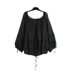 Chanel 2007 Top Camicetta Broderie FR44 Camicetta in cotone nero slavato UK16 US12