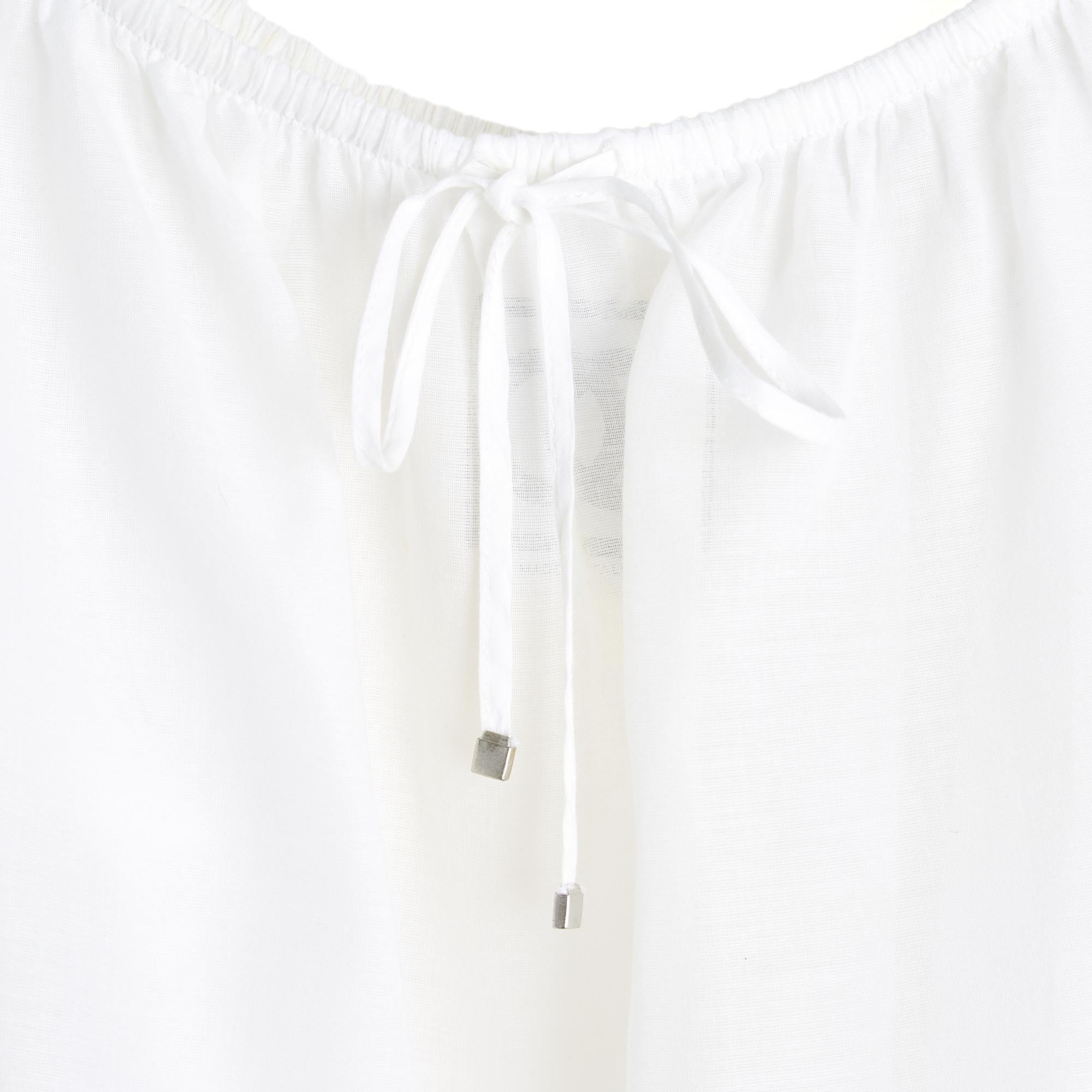 Chanel 2007 Top Blusa Broderie FR44 Blanco Eslava Blusa Camisa Algodón UK16 US12 Gris en venta