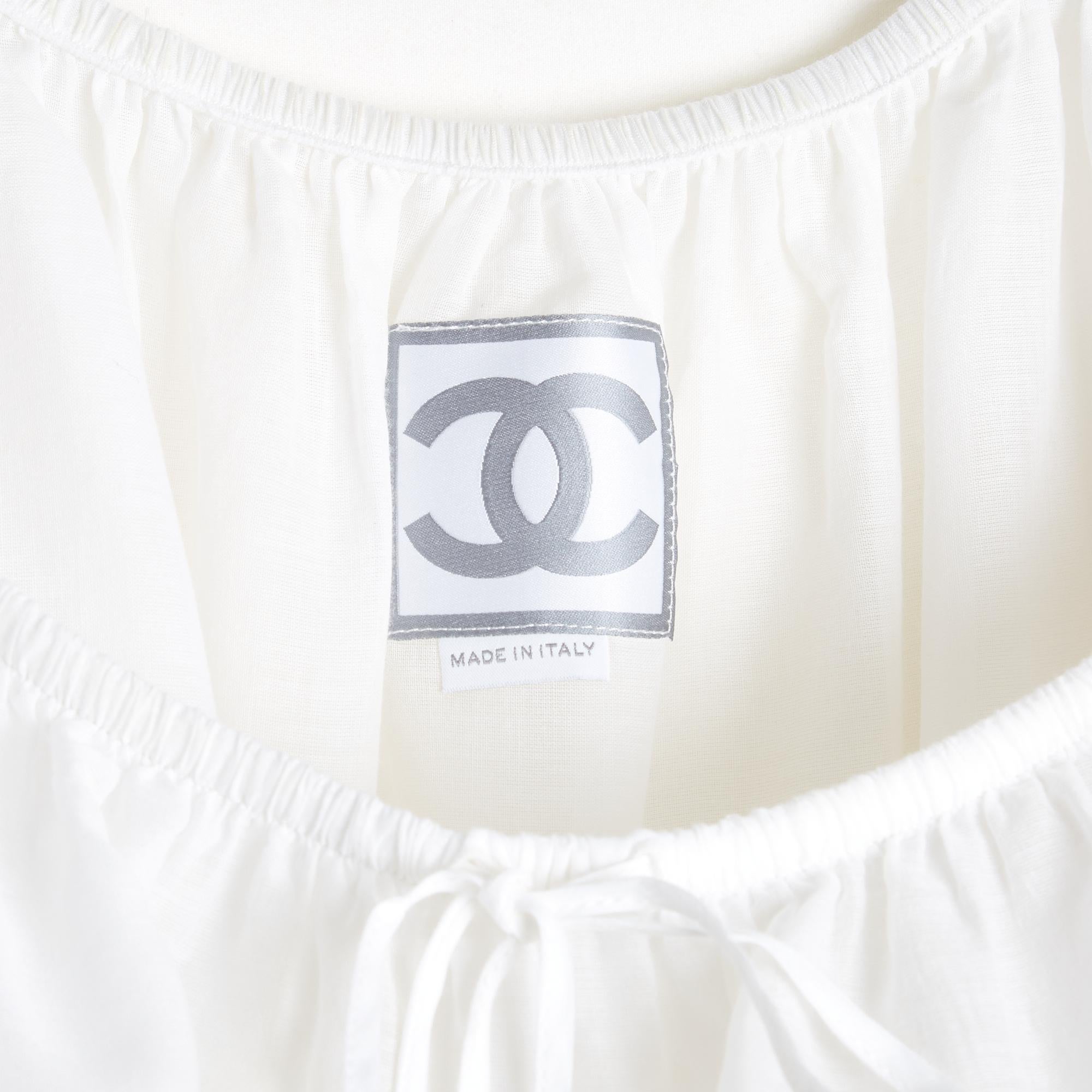 De las mujeres Chanel 2007 Top Blusa Broderie FR44 Blanco Eslava Blusa Camisa Algodón UK16 US12 en venta