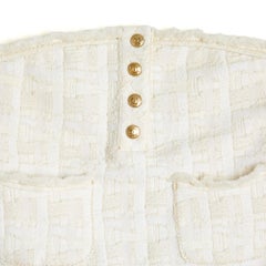 Chanel 2007 Top Body FR34 Ecru Baumwolle Tweed 4 Taschen Iconic Bodysuit UK6 US4