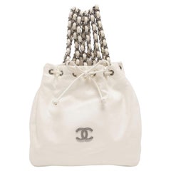 Chanel 2007 Twin Chain Mini White Over Arm or Handheld Rare Tote Bag