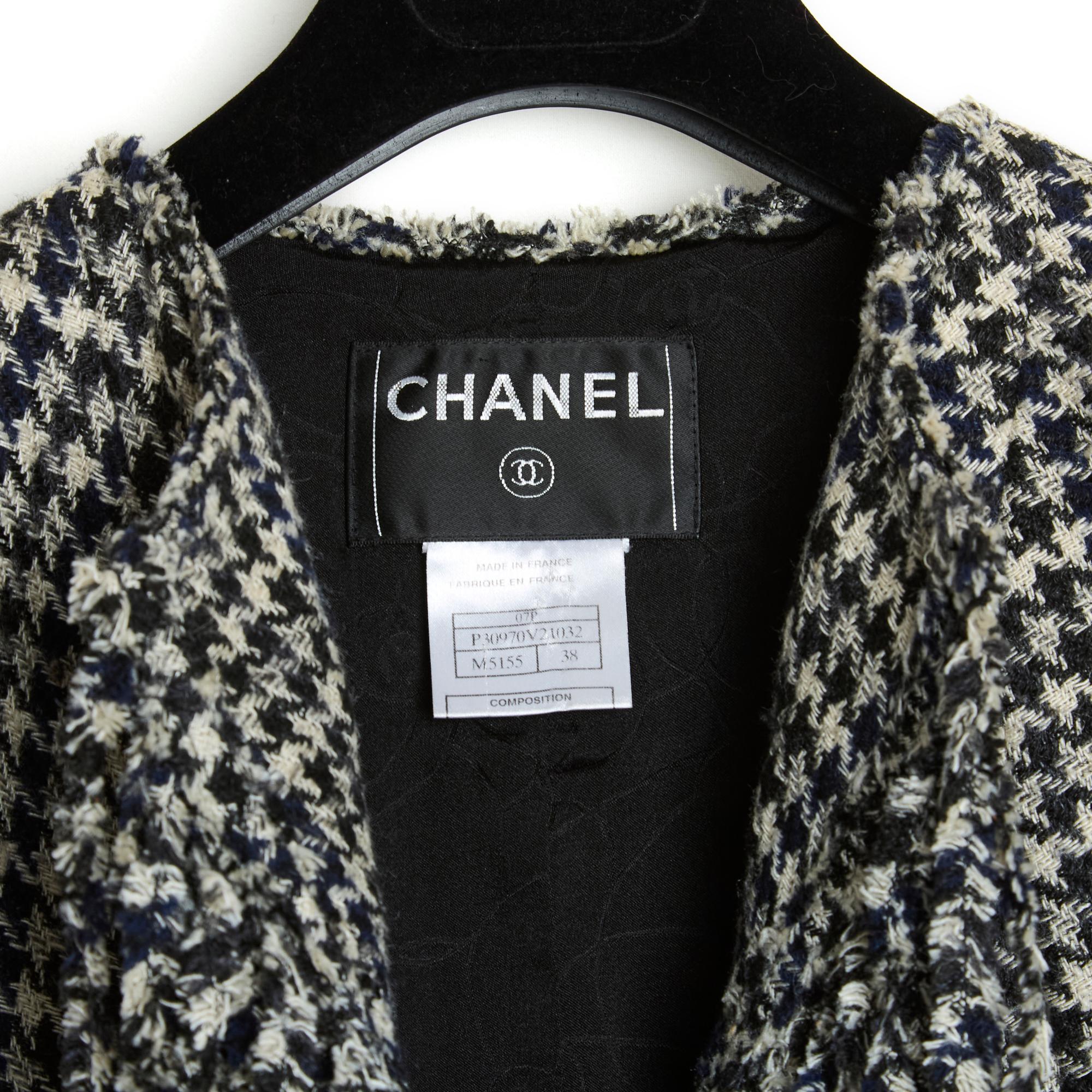Chanel 2007 Veste franges FR38 Black White Silk Jacket UK10 US8 2