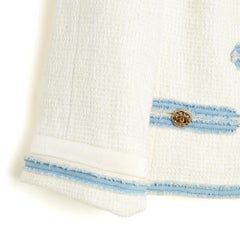 Chanel 2007 Veste Tweed Jean FR34 Denim Trim Baumwolle Tweed CC Jacke UK6 US4