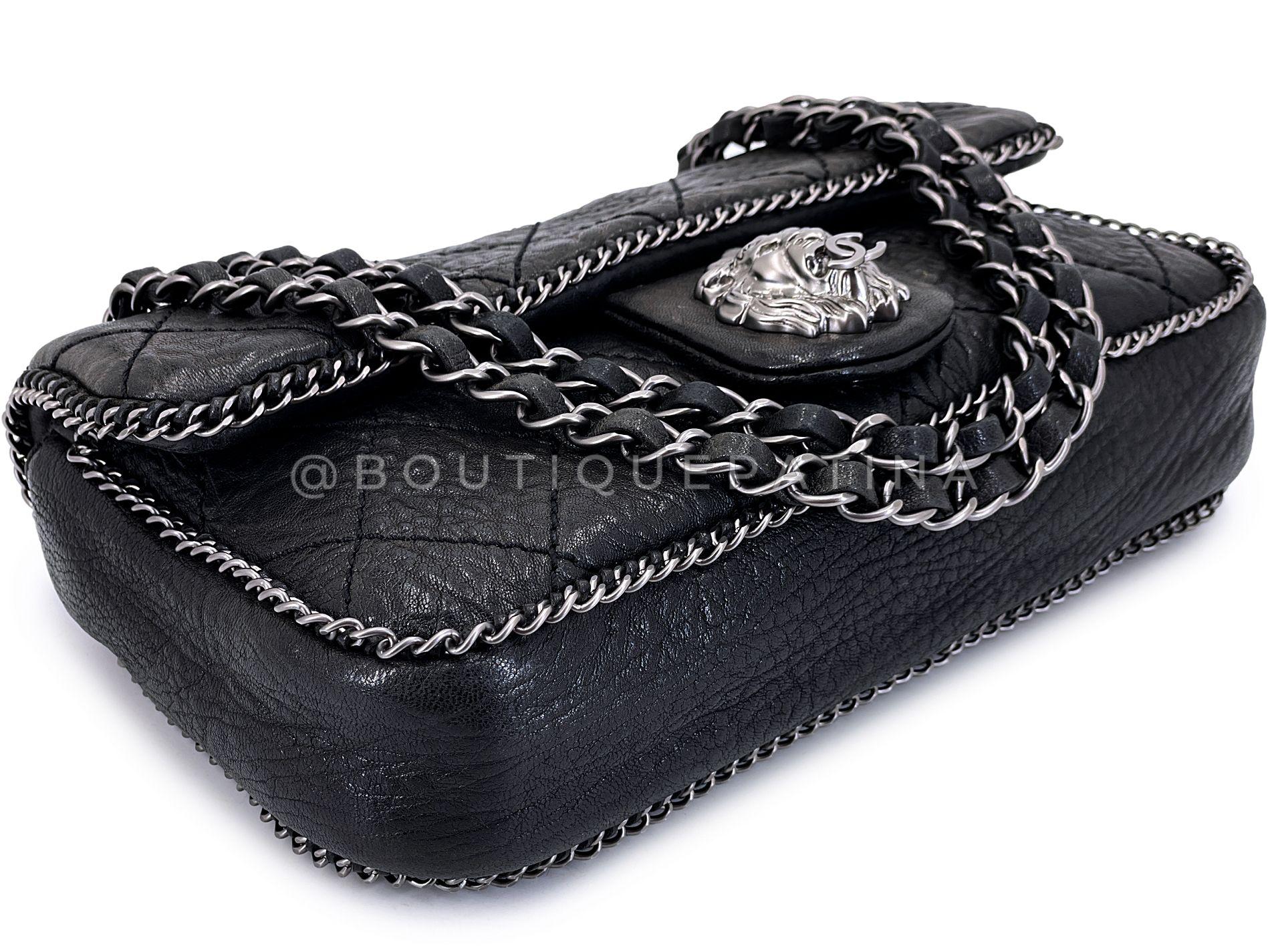 Chanel 2007 Vintage Black Leo the Lionhead Lion Flap Bag RHW 68663 en vente 2