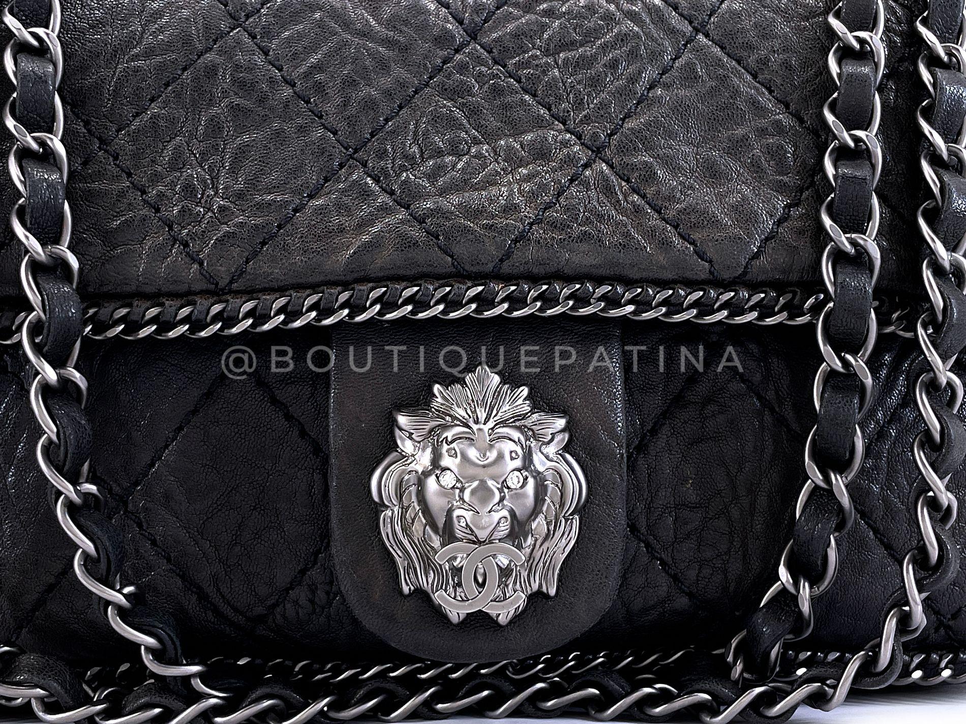 Chanel 2007 Vintage Black Leo the Lionhead Lion Flap Bag RHW 68663 en vente 4