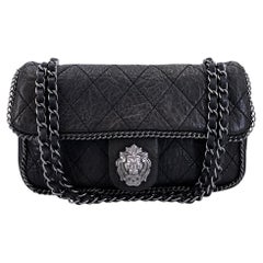Chanel 2007 Vintage Nero Leo the Lionhead Lion Flap Bag RHW 68663