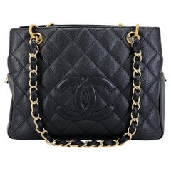 Chanel 2007 Vintage Black PTT Petite Timeless Tote Bag 24k GHW 68879