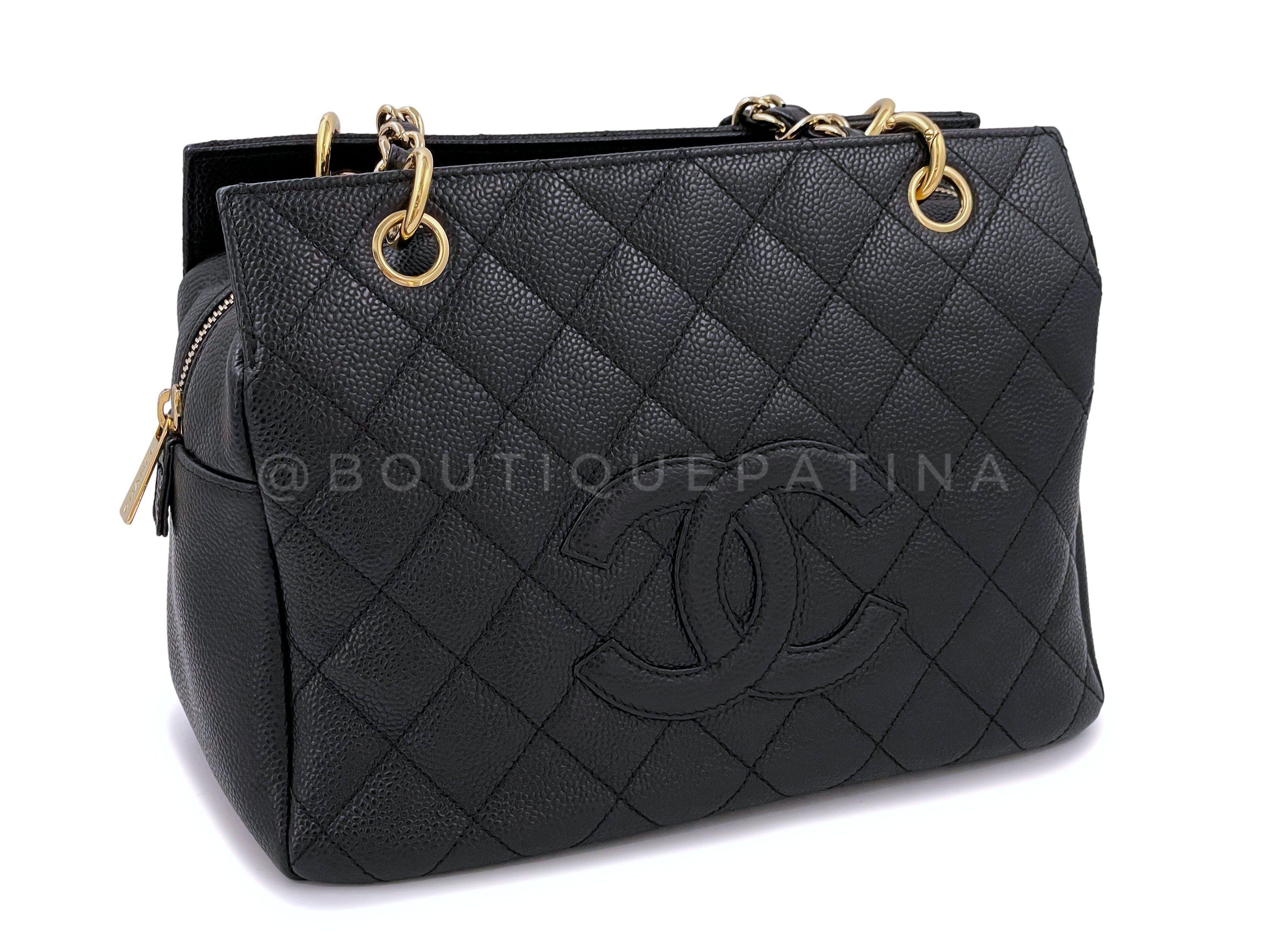Chanel 2007 Vintage Caviar Petite Timeless Shopper Tote PTT Bag Black GHW 66548 In Excellent Condition In Costa Mesa, CA
