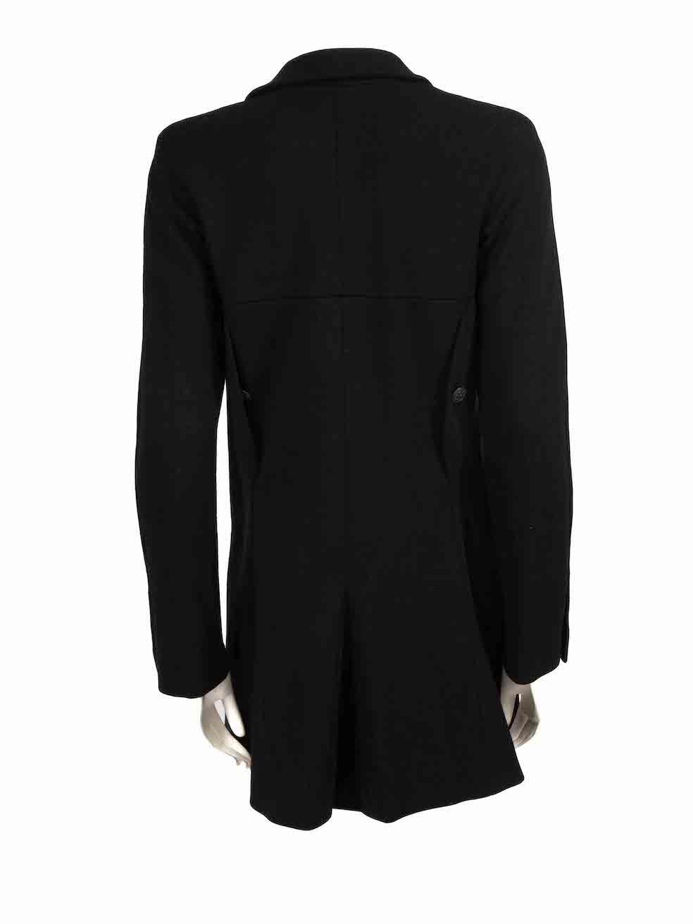 Chanel 2007A Black Wool Mid-Length Blazer Jacket Size XL In Good Condition In London, GB