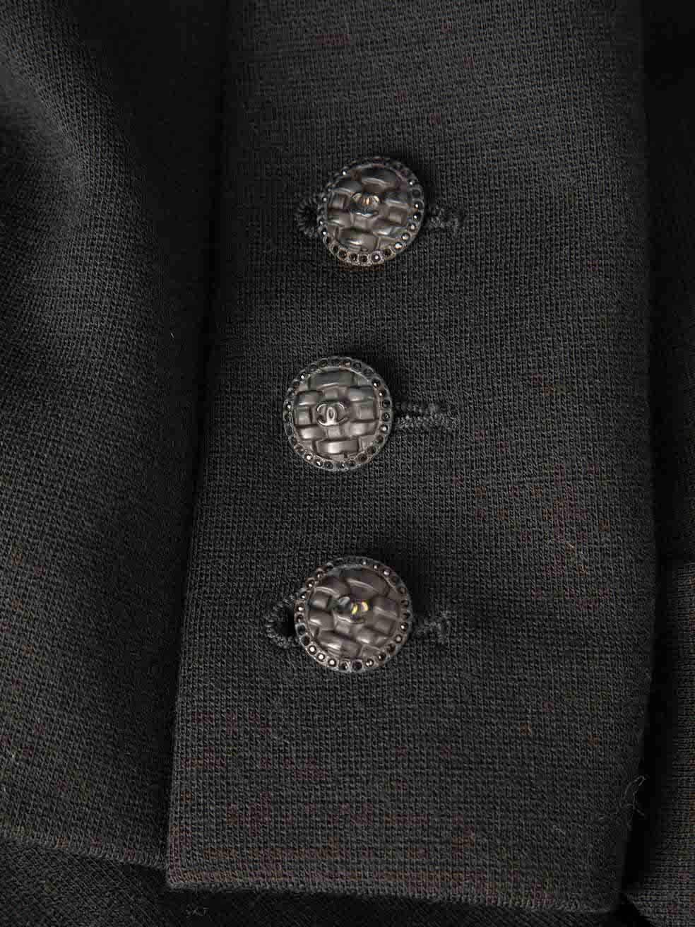 Women's Chanel 2007A Black Wool Mid-Length Blazer Jacket Size XL