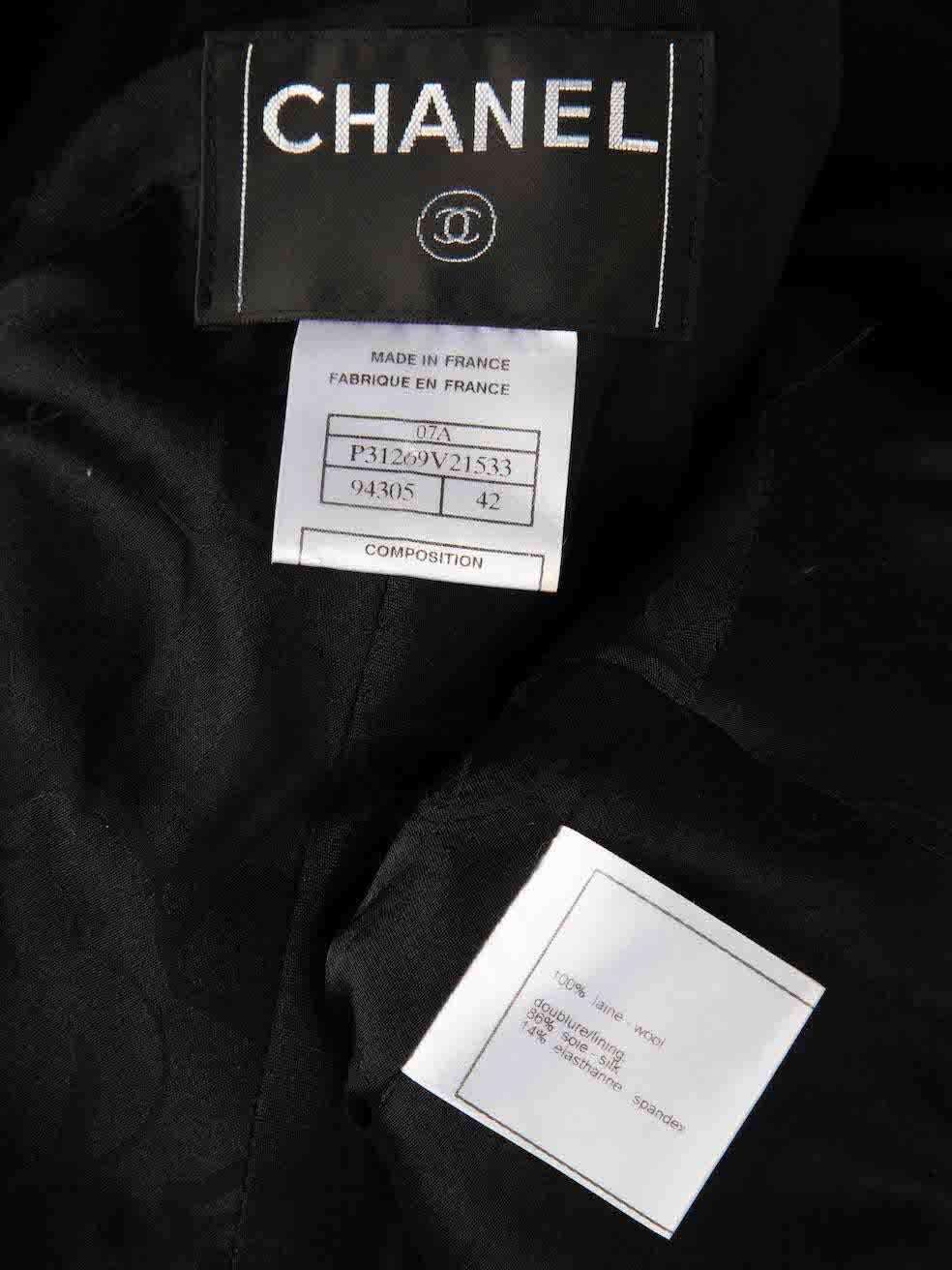 Chanel 2007A Black Wool Mid-Length Blazer Jacket Size XL 1