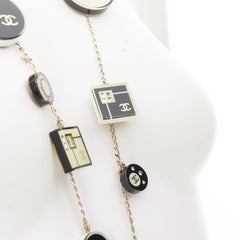 CHANEL 2008 08C geometric record resin charm station long sautoir necklace