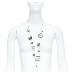 CHANEL 2008 08C geometric record resin charm station long sautoir necklace
