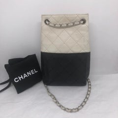 Chanel 2008-2009 Black and White Quilted Lambskin Vertical Shopping Chain Tote