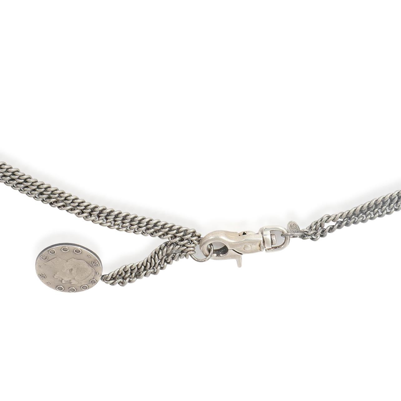 Gray Chanel 2008 A Coco Medallion Belt Silver-Toned For Sale