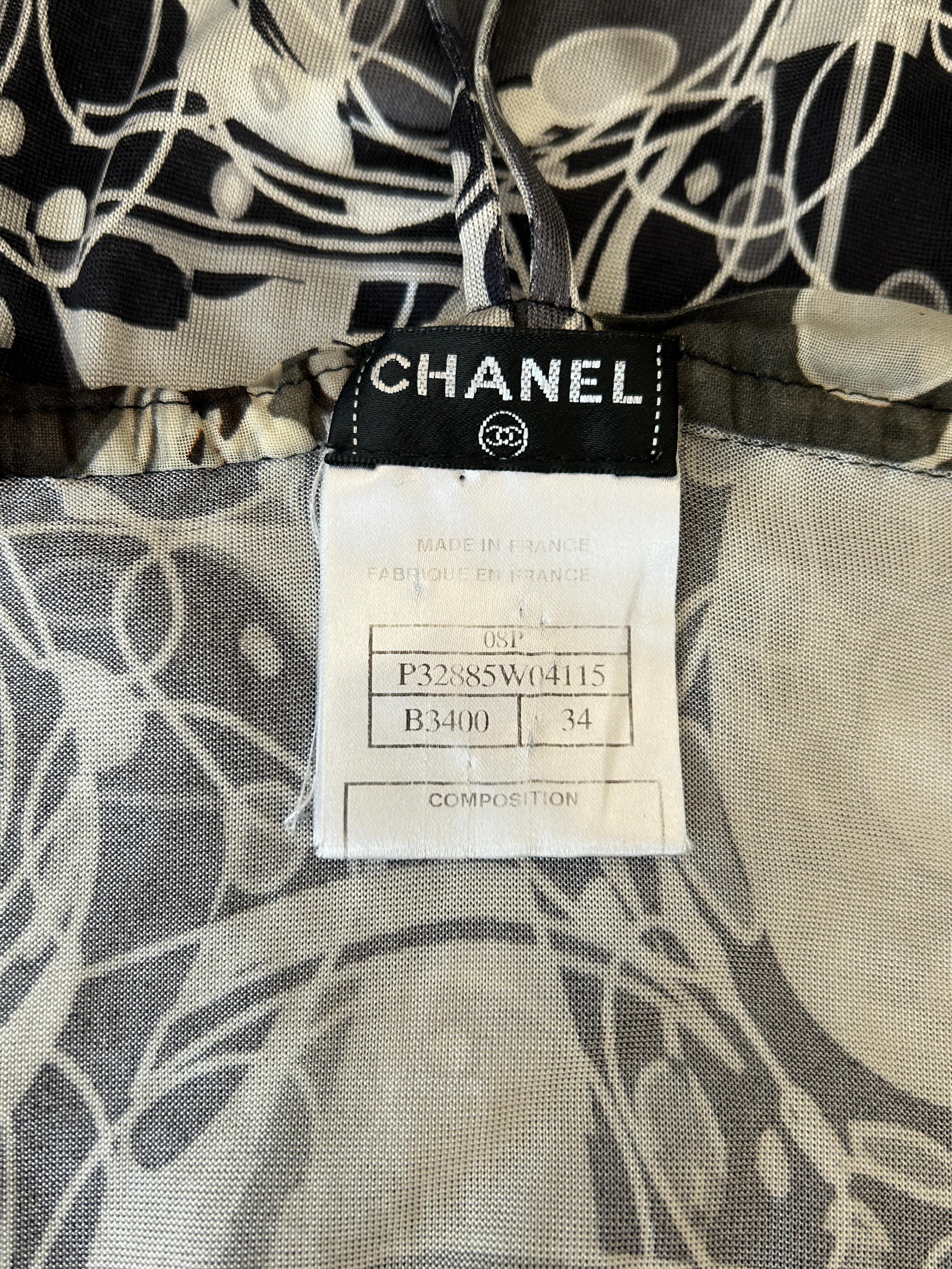 Chanel 2008 Black and White Geometric Logo Print Sundress Swim Cover Up 6
