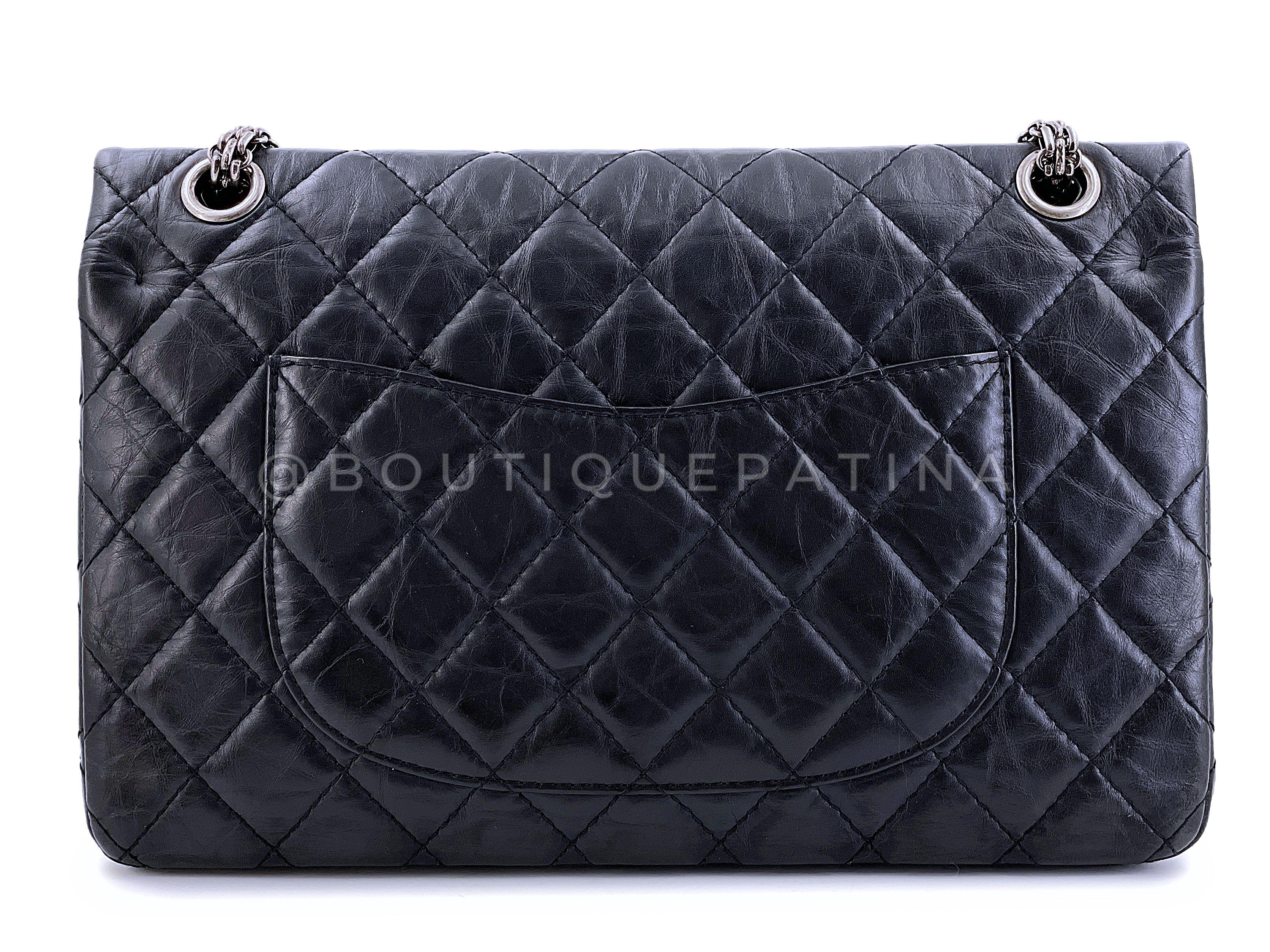 Chanel 2008 Black Reissue 2.55 Classic Double Flap Bag 226 Medium 67022 1