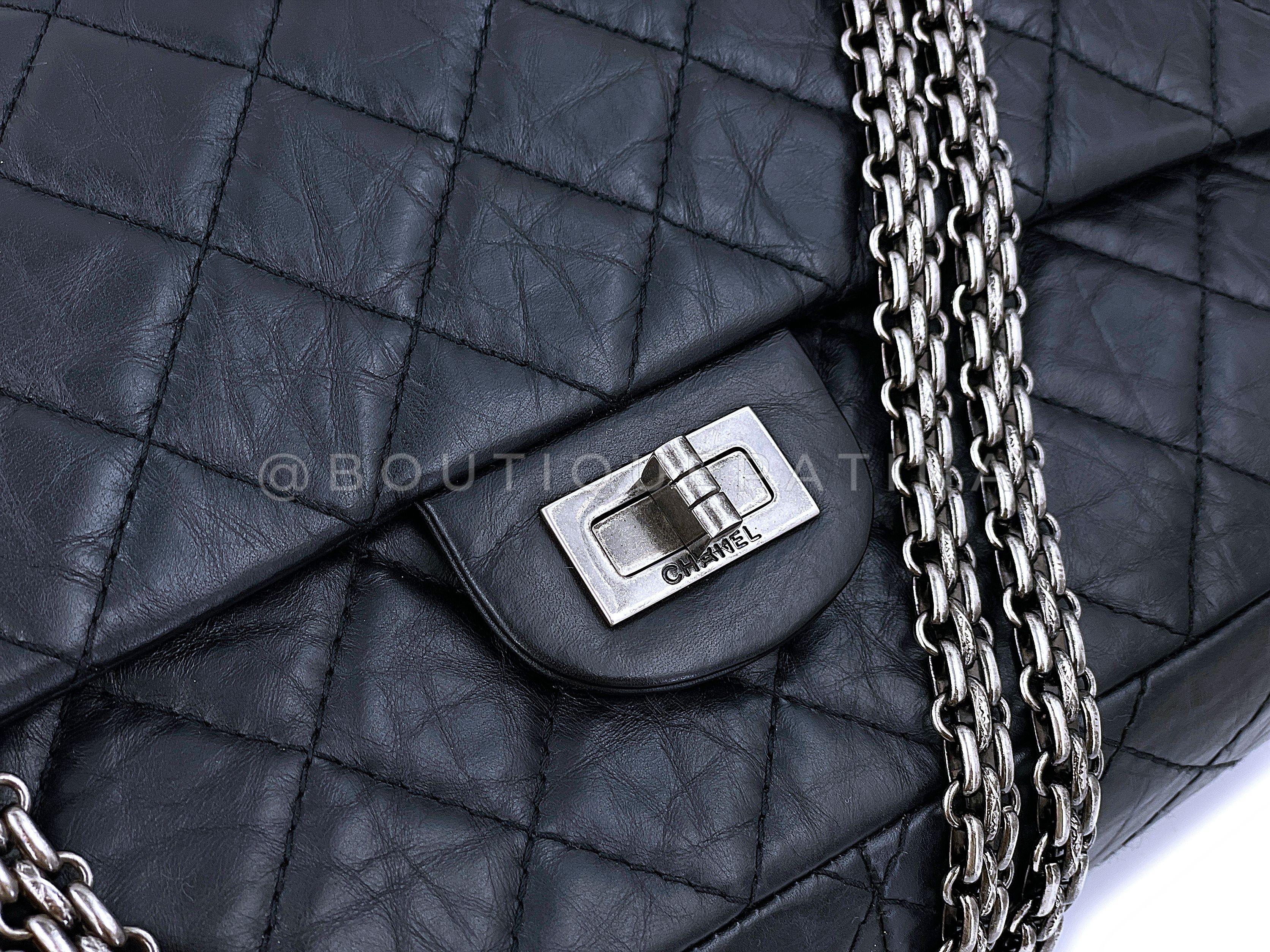Chanel 2008 Black Reissue 2.55 Classic Double Flap Bag 226 Medium 67022 4