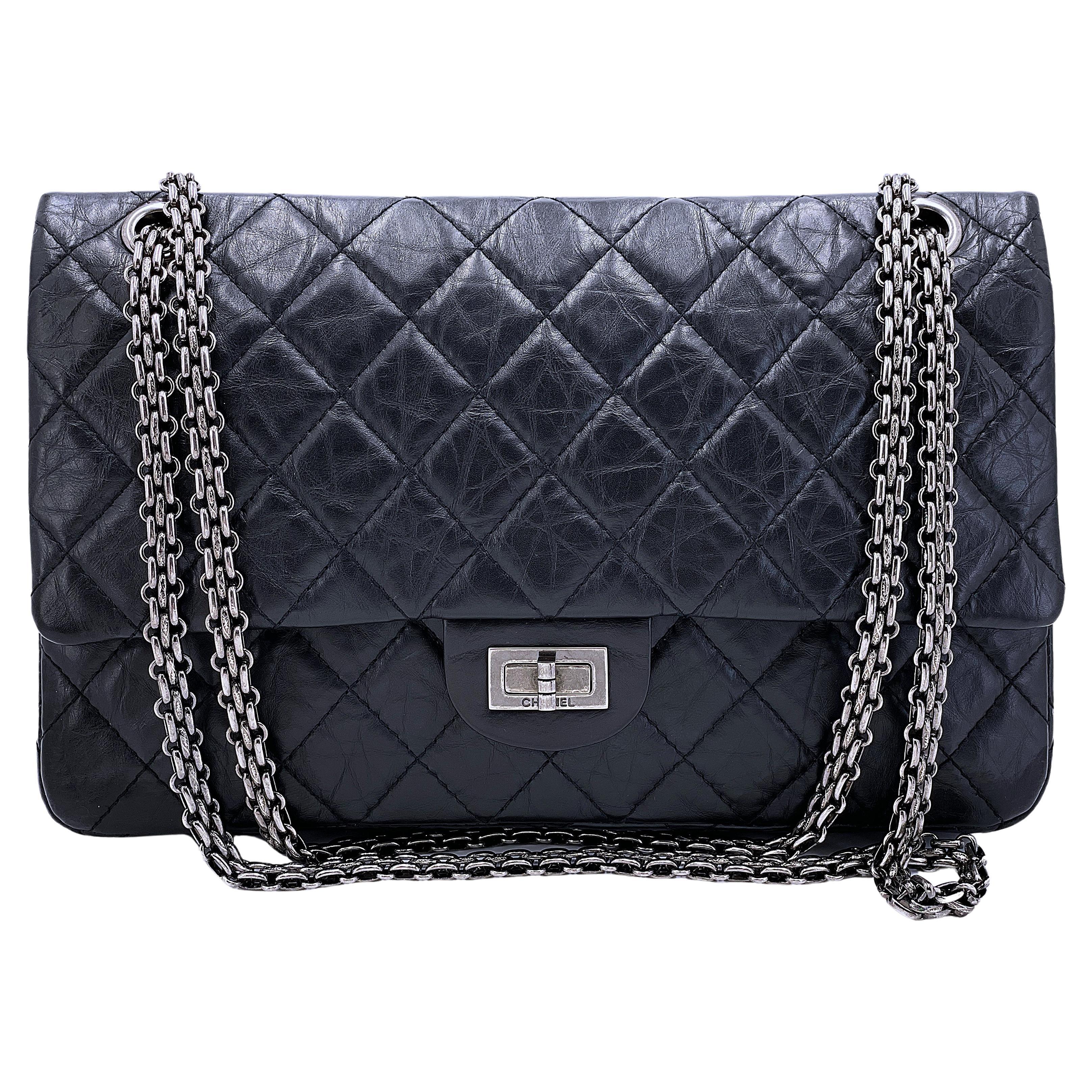 Chanel 2008 Black Reissue 2.55 Classic Double Flap Bag 226 Medium 67022