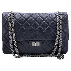 Chanel 2008 Black Reissue 2.55 Classic Double Flap Bag 226 Medium 67022