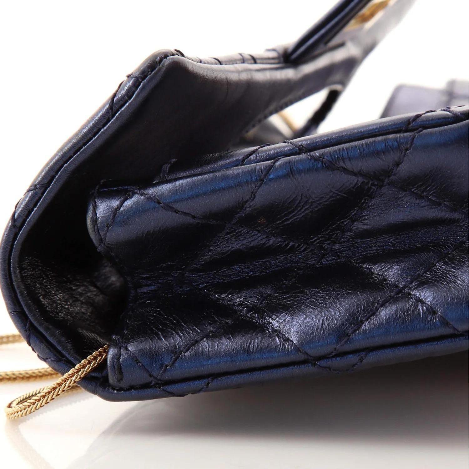 Chanel 2008 Blue Metallic Long Quilted Clutch Classic Flap Bag For Sale 2