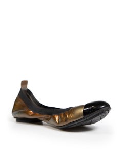 Chanel 2008 Brown Patent CC Logo Ballet Flats Size IT 41