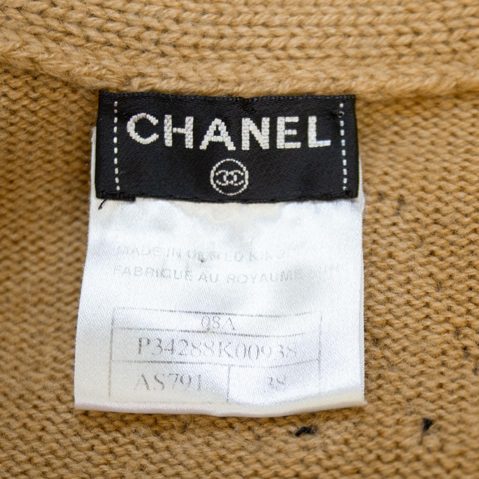 Women's Chanel 2008 Camel Cashmere Long Cardigan/Car Coat With Appliqué