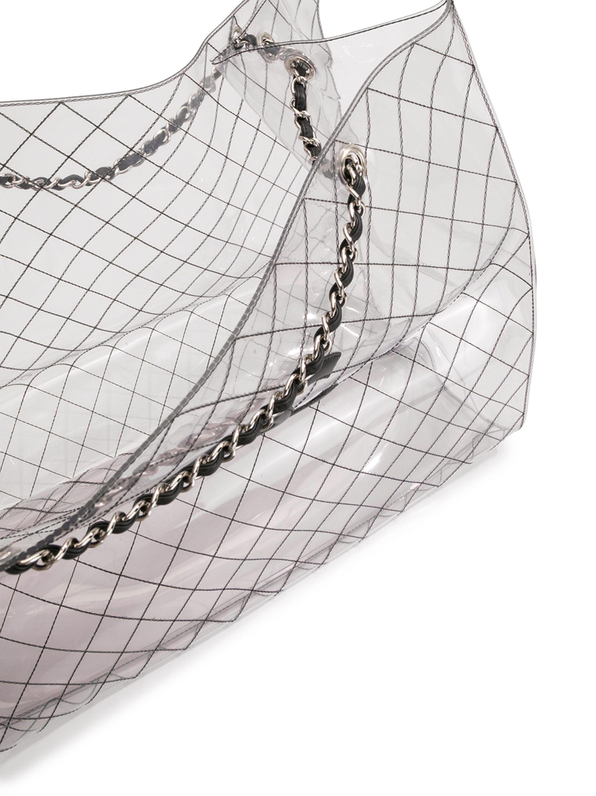 Chanel 2008 CC XL Jumbo Transparent Clear PVC Naked Double Chain Tote Bag For Sale 1