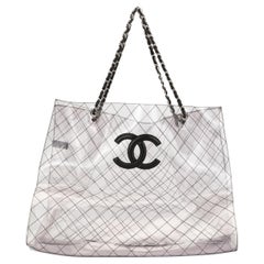 Chanel 2008 CC XL Jumbo Transparent Clear PVC Naked Double Chain Tote Bag