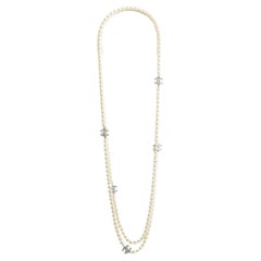 Chanel 2008 Classic Pearls and 5 Silver CC string necklace