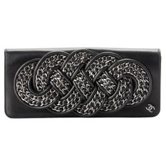 Chanel 2008 Iconic Twisted Silver Chain Knotted Lambskin Gala Evening Clutch Bag