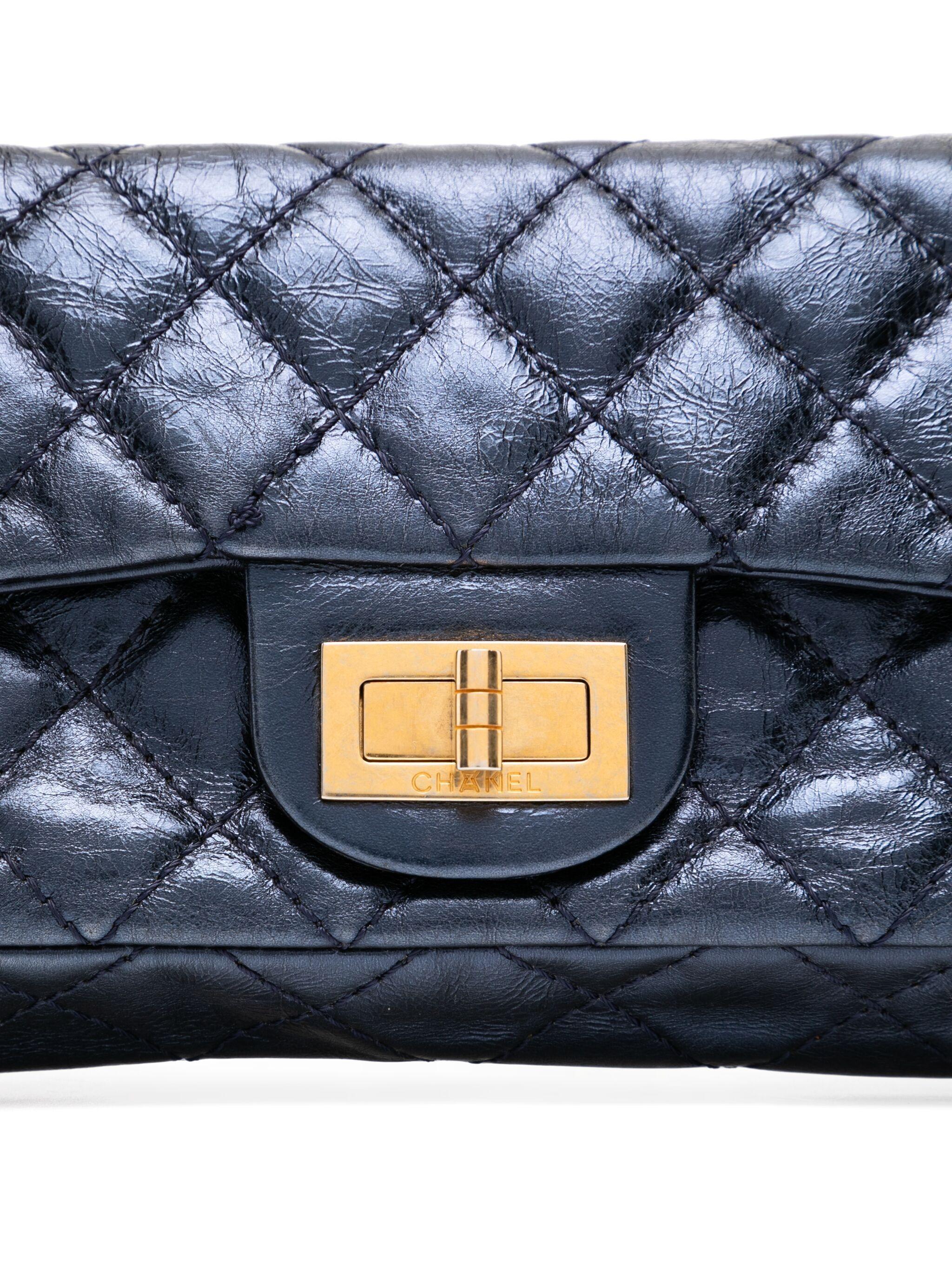Chanel 2008 Long Quilted Metallic Blue Iridescent Classic Flap Bag In Good Condition For Sale In Miami, FL