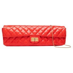 Chanel 2008 Long Quilted Red Patent Classic Flap Bag Chanel 2008 Long Quilted Red Patent Classic Flap Bag
