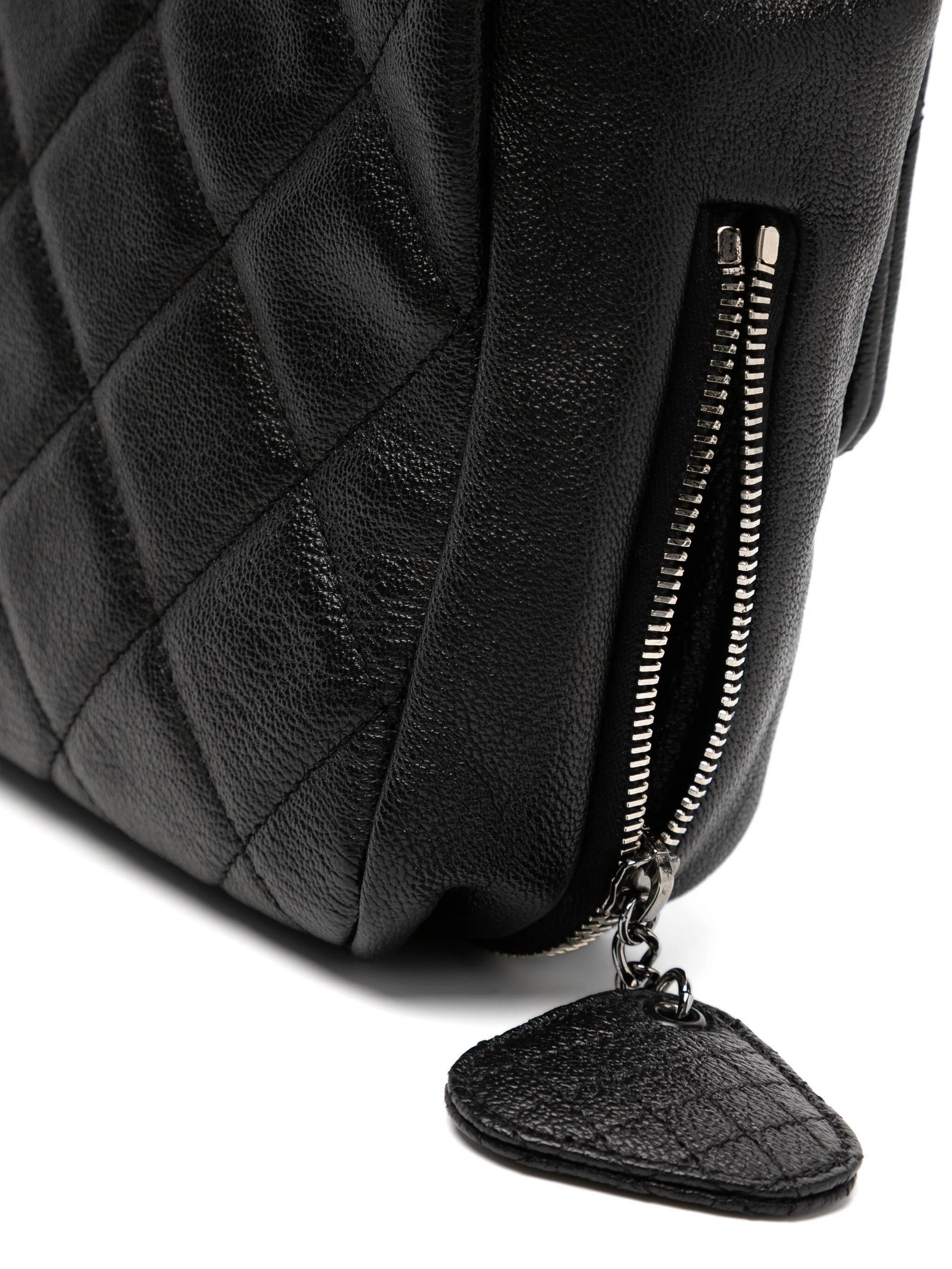Black Chanel 2008 Medium Classic Yacht Zippered Expandable Rubber Flap Bag For Sale