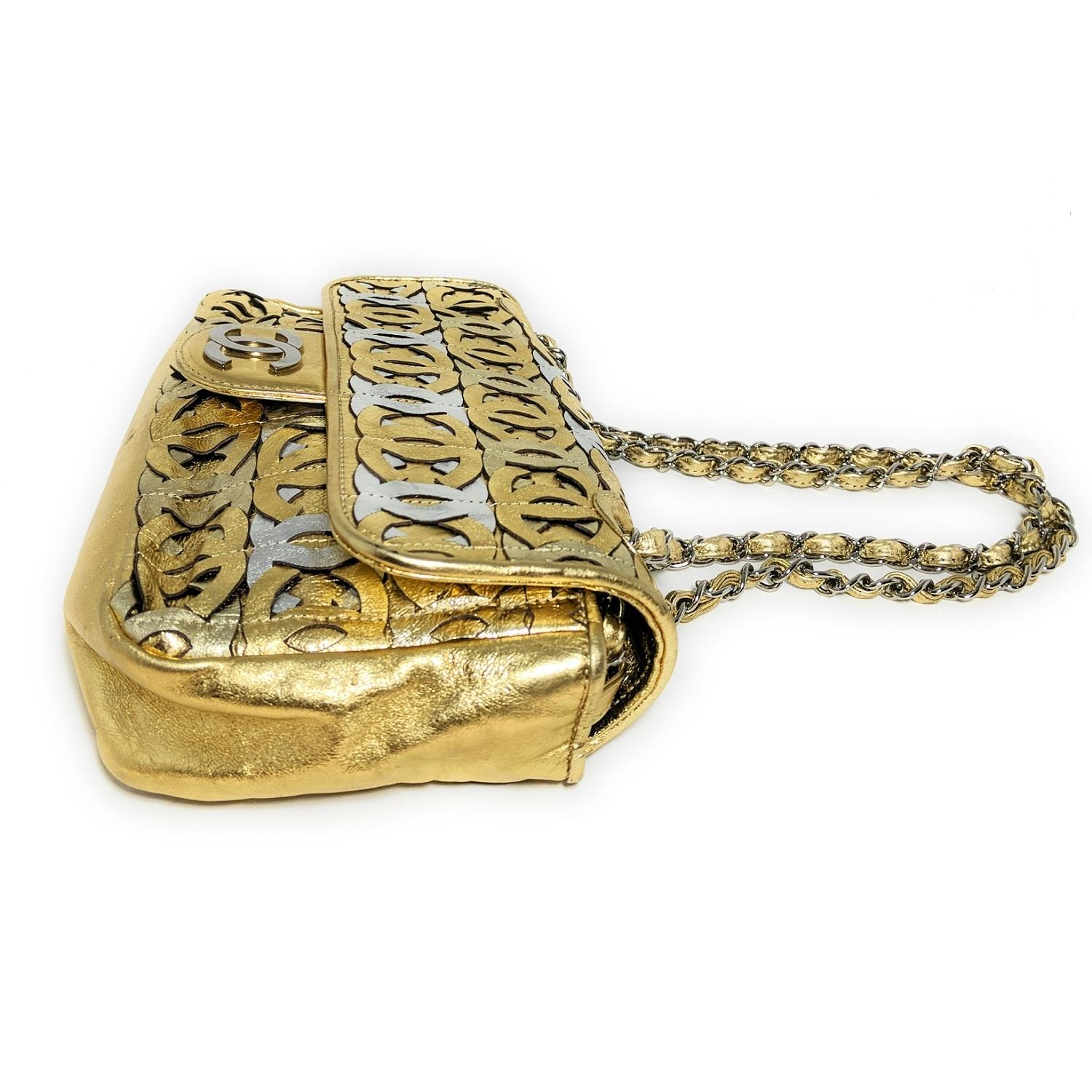 Brown Chanel 2008 Metallic Gold & Silver CC Flap Bag