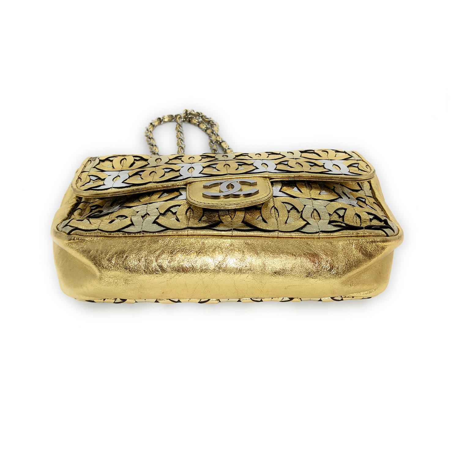 Women's Chanel 2008 Metallic Gold & Silver CC Flap Bag