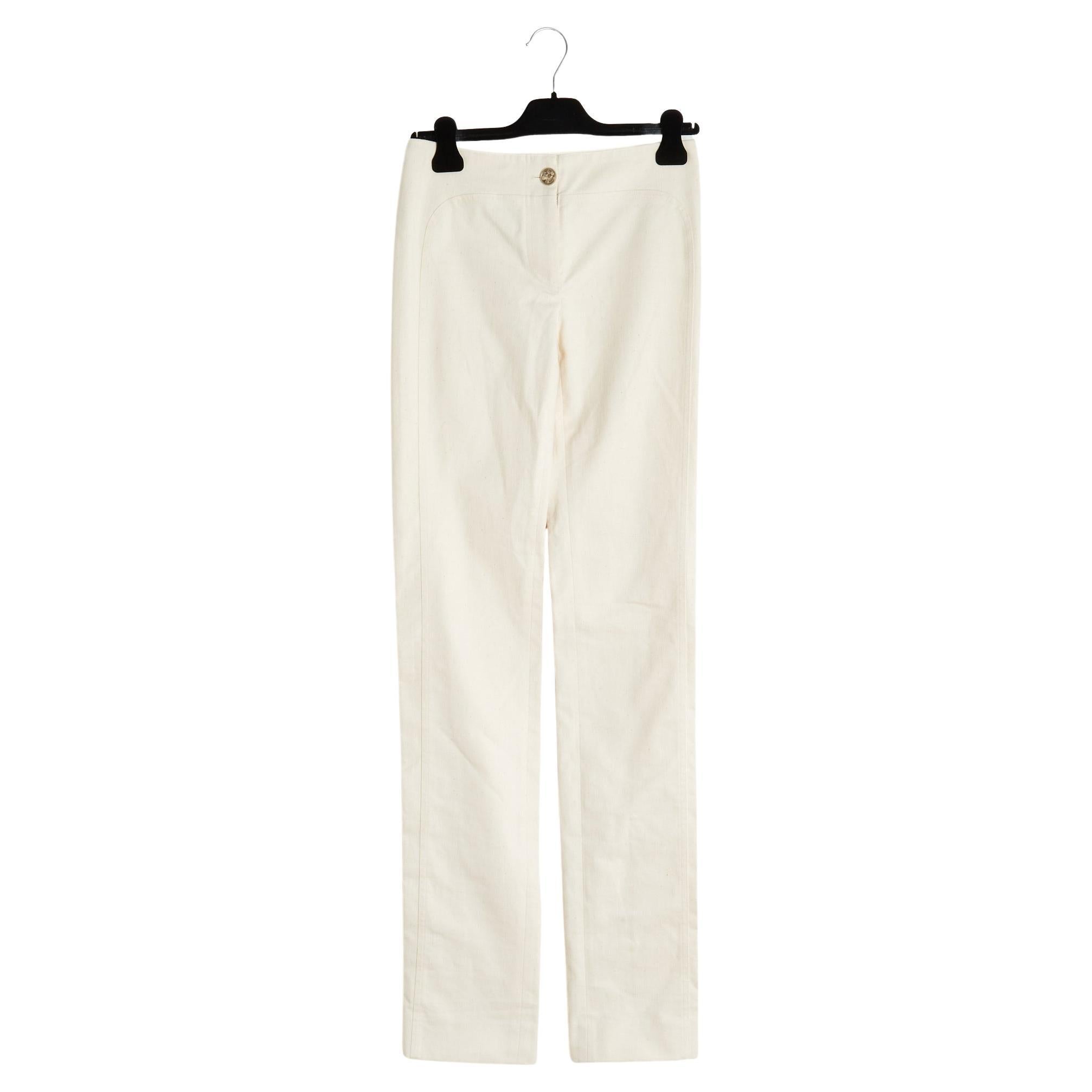 Chanel 2008 Pantalon Jean Slim FR36 Crudo Algodón Denim Bootcut Pants Jeans US27