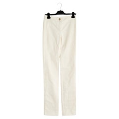 Chanel 2008 Pantalon Jean Slim FR36 Ecru Cotton Denim Bootcut Pants Jeans US27