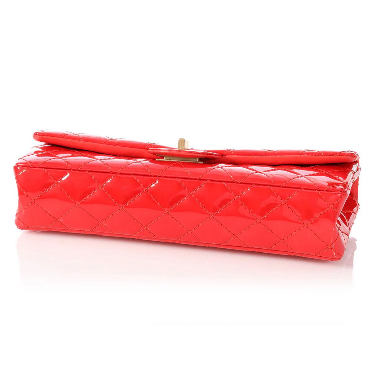 Chanel 2008 Red Patent Long Quilted Clutch Classic Flap Bag For Sale 4