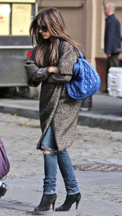 Chanel 2008 Royal Blue Top Handle Small Bowler Tote Stitched Lambskin Bag