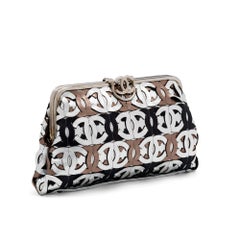 Chanel 2008 Runway Limited Edition Laser CC Metallic Silver Bronze Gold Clutch