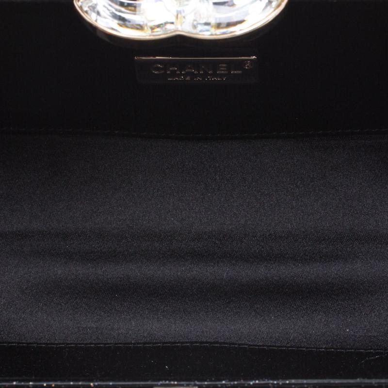 Chanel 2008 Swarovski CC Black Patent Glitter Gala Red Carpet Clutch Minaudière  For Sale 10