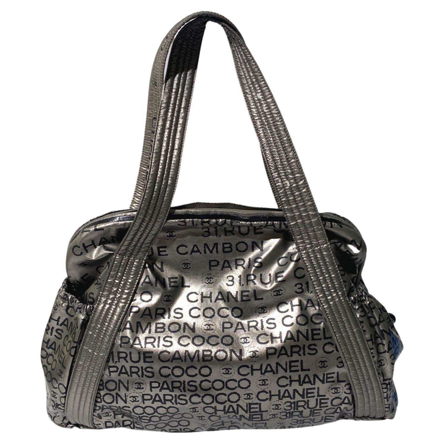 Chanel 2008 Unlimited Rue Cambon 32 Silver Bowling Bag