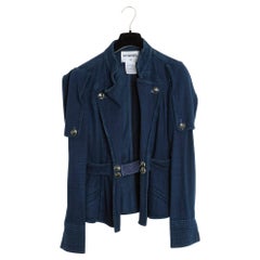 Chanel 2008 Veste Jean FR38 Denim Blue Military Jacket UK10 US8 SS2008