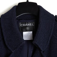 Chanel 2008 Veste en tweed de coton et laine, bleu Marin et noir, FR40, taille UK12, US8