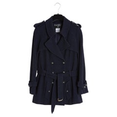 Chanel 2008 Veste en tweed de coton et laine, bleu Marin et noir, FR40, taille UK12, US8